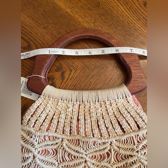 Cute Boho Crochet Bag with Wooden Handle - Picture 9 of 9
